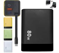 Beproudlevel 3 in 1 Charger Retractable 80w MAX Fast, Scalable Charging Module with Type-C Cable & 2 USB Ports, Universal All in One Multi Phone Charger, for Smartphones, Laptops (Black)