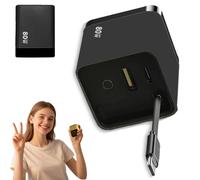 Beproudlevel 3 in 1 Charger Retractable 80w MAX Fast, with Type C Cable and 2 USB Ports, Mobile Phone Tablet Charger and Power Retractable Adapter (1pcs,Black)