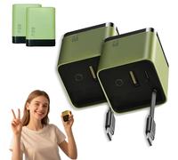 Beproudlevel 3 in 1 Charger Retractable 80w MAX Fast, with Type C Cable and 2 USB Ports, Mobile Phone Tablet Charger and Power Retractable Adapter (2pcs,Green)