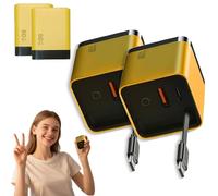 Beproudlevel 3 in 1 Charger Retractable 80w MAX Fast, with Type C Cable and 2 USB Ports, Mobile Phone Tablet Charger and Power Retractable Adapter (2pcs,Yellow)