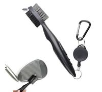 BEPSYOM 1 Pcs Cepillo de Golf para Palos con Limpiador de Ranuras y Clip (Mosquetón), Doble Cara, para Limpieza de la Cara y Ranuras de los Palos, Colgable en Bolsa de Golf