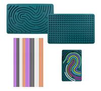 BEPSYOM 1 Set Tablero Sensorial de Actividades Silicona Montessori Juguete Doble Cara con Bolsa de Viaje Calmante para TDAH Autismo Niños (Verde Oscuro)