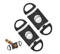 BEPSYOM 2 PCS Cortapuros de Acero Inoxidable, Tijeras de Doble Hoja, Cortador de Puros (Compatible con la Mayoría de Tamaños de Puros) (Negro)
