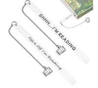 BEPSYOM 2 Pcs Marcapáginas de Metal Divertidos Dark Romance con Regla de 13 cm y Colgante de Borla en Caja de Regalo para Amantes de los Libros Plata