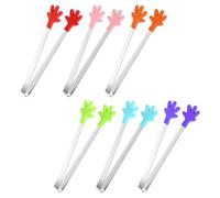 BEPSYOM 6 Mini Pinzas de Cocina de Acero Inoxidable con Mangos de Silicona, Pinzas Infantiles para Candy Bar, Buffet, Fingerfood, Fiesta y Barbacoa (12,5 cm)