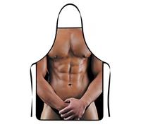 BEPSYOM Delantal Gracioso Hombre Ajustable, Delantal Cocina Resistente a Salpicaduras, Diseño Muscular 3D con Protección Práctica Anti-Manchas para Barbacoa y Regalo Creativo y Humorístico