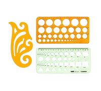 BEPSYOM Set di 3 Stencil circolare, 3 Stencil robusti Modelli grafici con Diverse dimensioni di cerchi, ellissi e Curve. Perfetto per l'uso in ufficio, a casa o a scuola