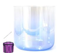 BEQLXTA Cuenco Tibetano De Cristal De 18 Cm Y 432 Hz, con Percutor Y Junta Tórica, Estuche Resistente, Ideal For Sanación Sonora, Meditación, Oración Y Reducción del Estrés.(Indigo,D Note)
