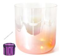 BEQLXTA Cuenco Tibetano De Cristal De 18 Cm Y 432 Hz, con Percutor Y Junta Tórica, Estuche Resistente, Ideal For Sanación Sonora, Meditación, Oración Y Reducción del Estrés.(Orange,D Note)