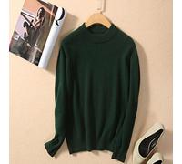 BEQUAH Jersey de Lana Cashmere Cotton Blend Half Turtleneck Mujeres Páramo Autumn Winter Jumper Wear Daily Sweater Terry Knited Pull Femme-Green,S