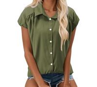 Bequeme Damenhemden für den Alltag. Locker sitzende Freizeitoberteile, Perfekt für Frühling, Sommer und Herbst. Ideal zu Jeans. Entspanntes Design für mühelosen Stil., Verde, S