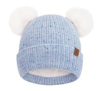 Bequemer Laden Gorro de Invierno Bebés Niños - Doble Pompones, Forro Fleece Caliente Gorros para 0-12 Meses, 1-4 Años Niñas Niños Regalo