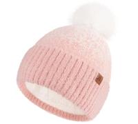 Bequemer Laden Gorro de Invierno Mujer : Gorro Beanie Caliente Tejido Forrado de Polar con Pompon, Regalo Mujer de Navidad