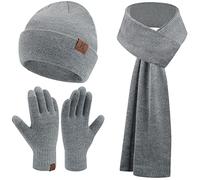Bequemer Laden Gorro Invierno Hombre Mujer Termico Guantes Táctiles Bufanda | Punto Acanalado Gorro Lana Guantes Térmicos Hombre Bufanda Invierno Conjunto Talla Única para Navidad Cumpleaños Regalos