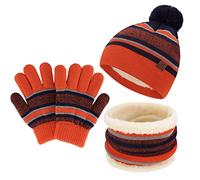 Bequemer Laden Niños Invierno Gorro Termicos Bufanda Guantes Conjunto con Gorra Pompón Forro Polar Regalo Niños Niñas 2-7