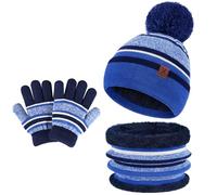 Bequemer Laden Niños Invierno Gorro Termicos Bufanda Guantes Conjunto con Gorra Pompón Forro Polar Regalo Niños Niñas 2-7