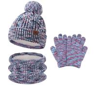 Bequemer Laden Niños invierno Gorro Termicos Pompon Bufanda Guantes Tactiles Conjunto con Forro Polar para 5-8 Años Regalo para Bebe Niñas Niños