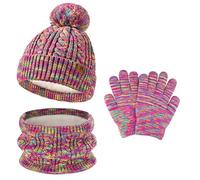 Bequemer Laden Niños invierno Gorro Termicos Pompon Bufanda Guantes Tactiles Conjunto con Forro Polar para 5-8 Años Regalo para Bebe Niñas Niños