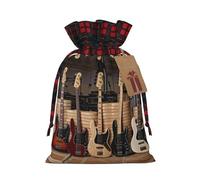 berbo Bolsas de regalo de Navidad festivas - Bolsas de regalo decorativas perfectas, material con tela escocesa a cuadros para guitarra, bajo, música e instrumentos musicales