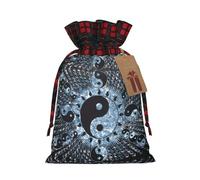 berbo Bolsas de regalo de Navidad festivas - Bolsas decorativas de regalo de vacaciones, material con tela escocesa a cuadros Diagrama Ying Yang