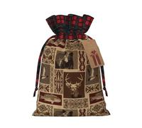 berbo Bolsas de regalo de Navidad festivas, bolsas decorativas de regalo perfectas, material con tela escocesa a cuadros, alce, oso, ciervo
