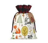 berbo Bolsas de regalo de Navidad festivas, bolsas decorativas de regalo perfectas, material con tela escocesa a cuadros del bosque