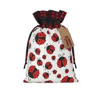 berbo Bolsas de regalo de Navidad festivas, bolsas decorativas de regalo perfectas, material con tela escocesa a cuadros divertidos, mariquita