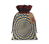 berbo Bolsas de regalo de Navidad festivas, bolsas decorativas de regalo perfectas, material con tela escocesa a cuadros en espiral ilusión óptica gif