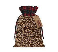 berbo Bolsas de regalo de Navidad festivas, bolsas decorativas de regalo perfectas, material con tela escocesa a cuadros, leopardo guepardo fresco