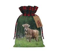 berbo Bolsas de regalo de Navidad festivas, bolsas decorativas de regalo perfectas, material con tela escocesa a cuadros, color marrón vaca suiza real