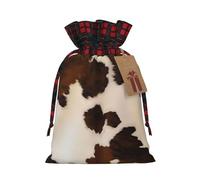 berbo Bolsas de regalo de Navidad festivas, bolsas decorativas de regalo perfectas, material con tela escocesa a cuadros abstractos de piel de vaca