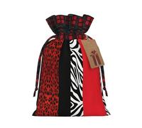 berbo Bolsas de regalo de Navidad festivas, bolsas decorativas de regalo perfectas, material con tela escocesa a cuadros, leopardo rojo y animal cebra