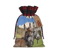 berbo Bolsas de regalo de Navidad festivas, bolsas decorativas de regalo perfectas, material con tela escocesa a cuadros divertidos burros
