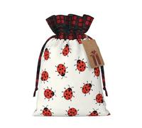 berbo Bolsas de regalo de Navidad festivas, bolsas decorativas de regalo perfectas, material con tela escocesa a cuadros con patrón de mariquitas infinito moteado