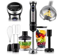 Berdsen Batidora de mano, batidora de mano, 1500 W, multifuncional, con accesorios, función turbo, 800 ml, acero, plástico, gris y negro