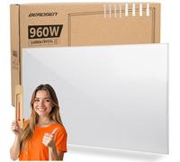Berdsen Calefacción por infrarrojos 960 W - Placa calefactora para habitaciones grandes - Bajo consumo - Protección contra sobrecalentamiento - Calefacción por infrarrojos - Blanco