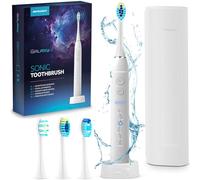 Berdsen Cepillo de dientes eléctrico - Cepillo de dientes sónico - 6 modos de cepillado - 3 niveles de intensidad - 3 cabezales de cepillo - Estuche de viaje - Blanco