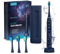 Berdsen Cepillo de dientes eléctrico - Cepillo de dientes sónico - 6 modos de cepillado - 3 niveles de intensidad - 3 cabezales - Estuche de viaje - Azul marino