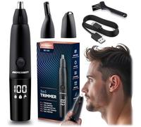 Berdsen Cortapelos de nariz 3 en 1 para hombre, eléctrico, recortador de precisión, 3 cabezales intercambiables LCD, color negro
