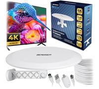 Berdsen DVBT2 Antena con Amplificador 28 dB - Antena Interior TV - Cable de 10 m - Alcance de 80 km Filtro LTE DVB-T DVB-T2 - Blanco