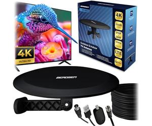 Berdsen DVBT2 Antena con Amplificador 28 dB - Antena Interior TV - Cable de 10 m - Alcance de 80 km Filtro LTE DVB-T DVB-T2 - Negro