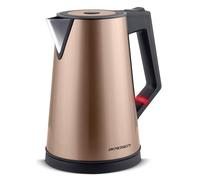 Berdsen Hervidor eléctrico, acero inoxidable, capacidad de 1,7 l, función de conservación caliente, 2200 W, base de pirueta de doble pared, hervidor eléctrico, silencioso, dorado