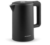 Berdsen Hervidor eléctrico, acero inoxidable con filtro de cal, capacidad de 1,7 l, 2200 W, luces LED, doble pared, base de pirueta, hervidor eléctrico, silencioso, negro