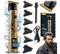 Berdsen Maquina de afeitar profesional para hombre, cortadora de barba, 6 accesorios, 1 a 9 mm, color dorado