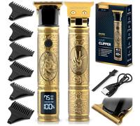 Berdsen Maquina de afeitar profesional para hombre, cortadora de barba, 6 accesorios, 1 a 9 mm, león dorado
