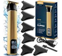 Berdsen Maquina de afeitar profesional para hombre, cortadora de barba eléctrica, 6 accesorios, 1 a 9 mm, oro