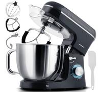 Berdsen Robot de cocina 1400 W - Mezclador de utensilios de cocina - Cuenco de acero inoxidable 6 L - Multifuncional - 6 velocidades - Negro Plata