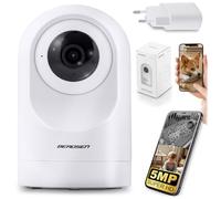 Berdsen Vigilabebés con cámara WiFi IP de 5 MP Tuya - ángulo de visión de 109°, orientable 355°/60° - Modo Nocturno, detección de Movimiento, Audio bidireccional, microSD