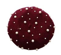 Beret Hat for Women French Style Pearl Beret Hats Ladies Soft Warm Outdoor Vintage Artist Bowler Hats Women Candy Colour Painter Octagonal Hat Clothes Accessories