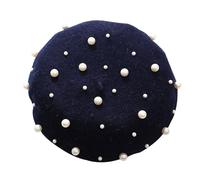 Beret Hat for Women French Style Pearl Beret Hats Ladies Soft Warm Outdoor Vintage Artist Bowler Hats Women Candy Colour Painter Octagonal Hat Clothes Accessories
